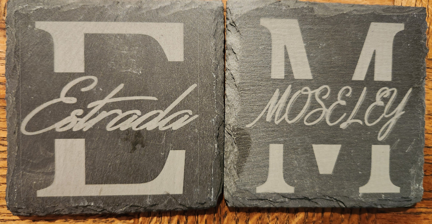 Customizable Engraved Slate Coasters - They come in sets of in sets of 4 or 8