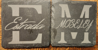 Customizable Engraved Slate Coasters - They come in sets of in sets of 4 or 8