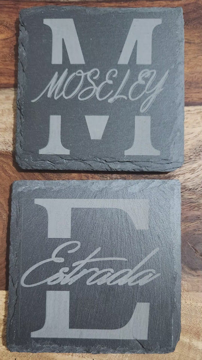 Customizable Engraved Slate Coasters - They come in sets of in sets of 4 or 8